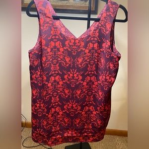 Cabi Cameo Top Womens Medium Plum & Pink Victorian Women V-Back Sleeveless Tank